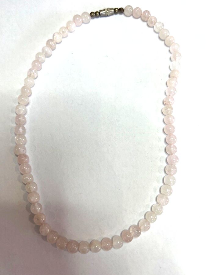 Antique ANTIQUE ART DECO NATURAL ROSE QUARTZ CHOKER NECKLACE