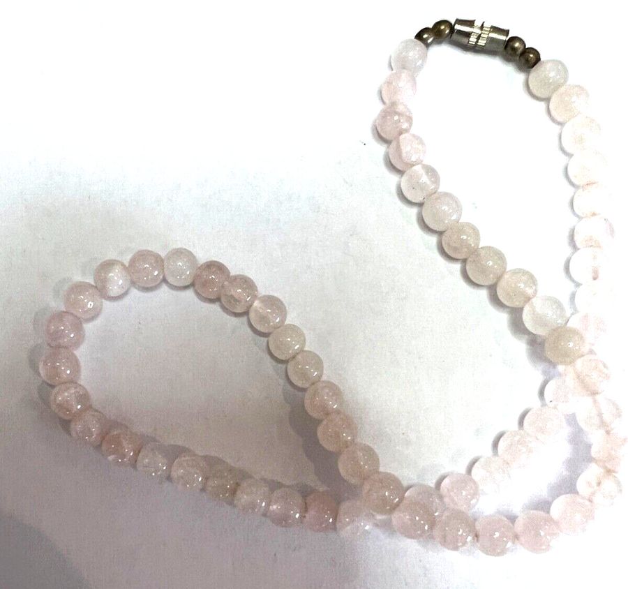 Antique ANTIQUE ART DECO NATURAL ROSE QUARTZ CHOKER NECKLACE