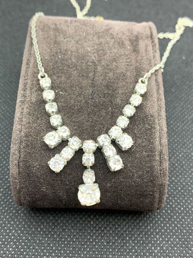 Antique Vintage Art Deco 1920s 1930s Diamante Necklace