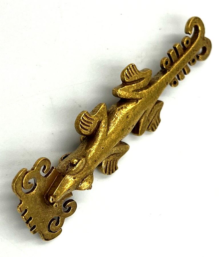 Antique Vintage Large Crocodile Brooch Pendant Signed 1995 MMA