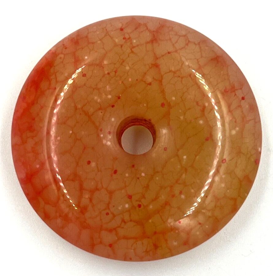 Antique Rare Antique Chinese Chicken Blood Jade Large Pendant Disc Donut