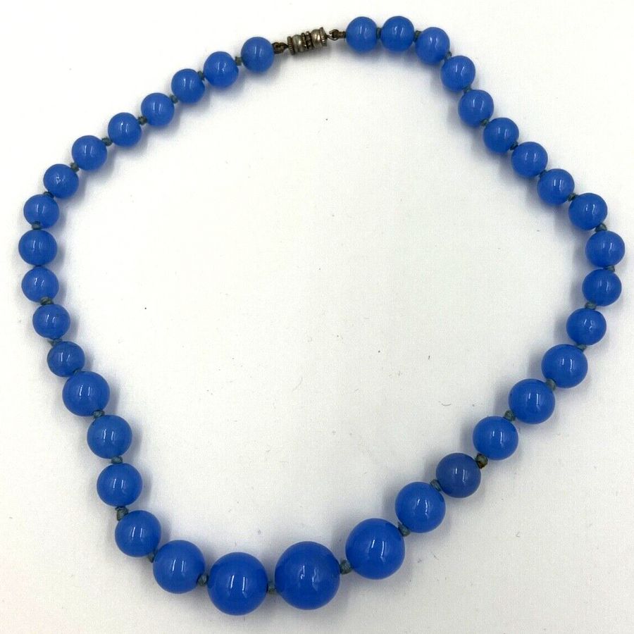 Antique Blue Necklace Choker Graduated