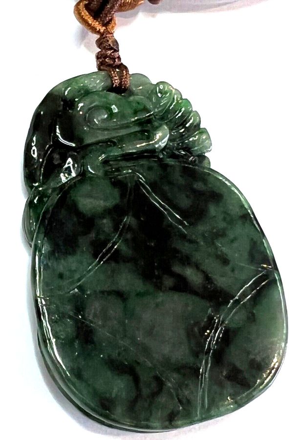 Antique Vintage Spinach Jade Pendant Beautifully Carved  as Horse and a large Bird