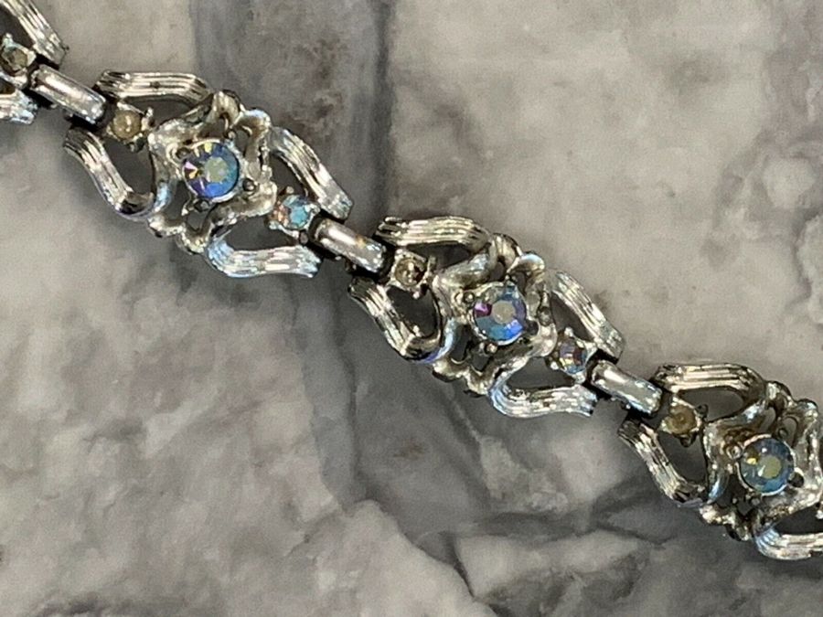 Antique Vintage Coro Bracelet Aurora Borealis Czech Stones