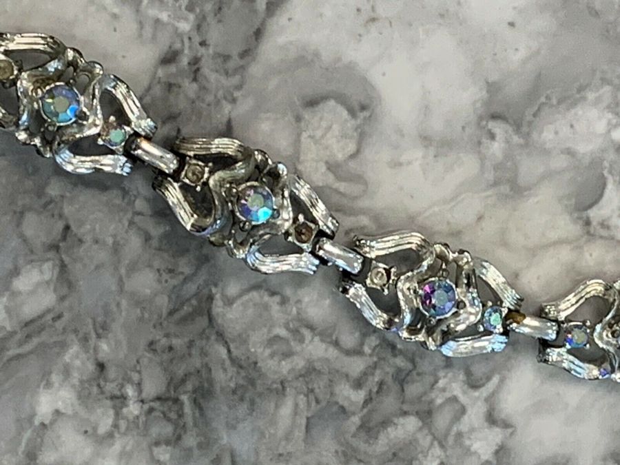 Antique Vintage Coro Bracelet Aurora Borealis Czech Stones