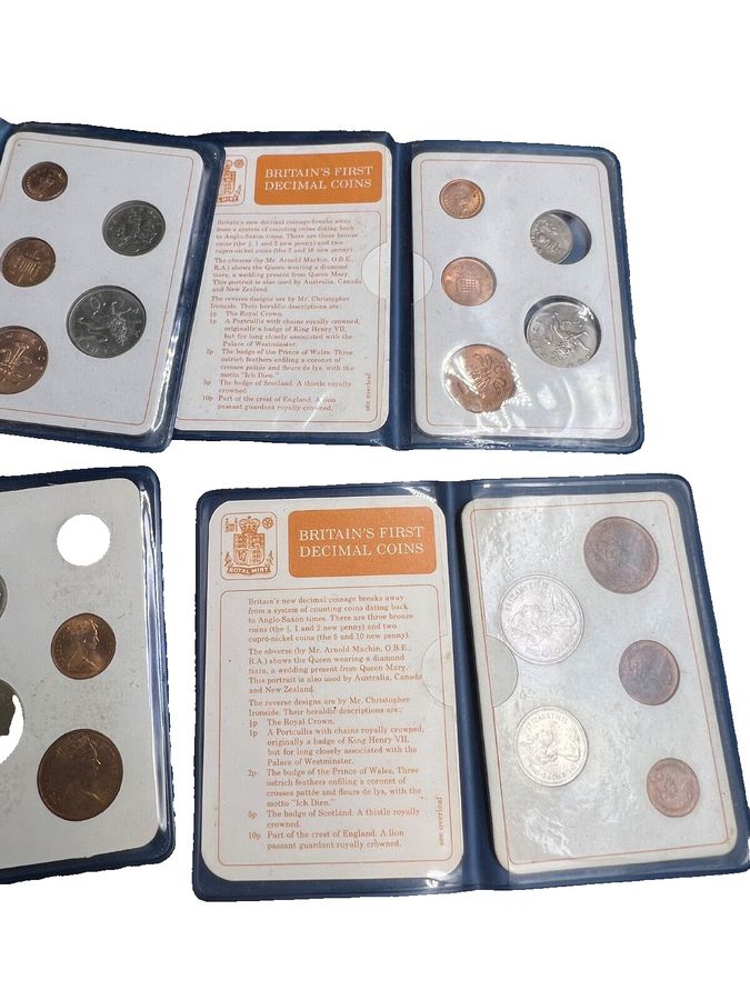 Antique Coins in Wallets x 4 Sets Uncirculated