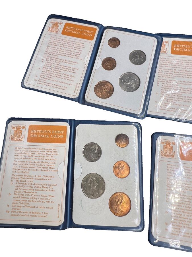 Antique Coins in Wallets x 4 Sets Uncirculated