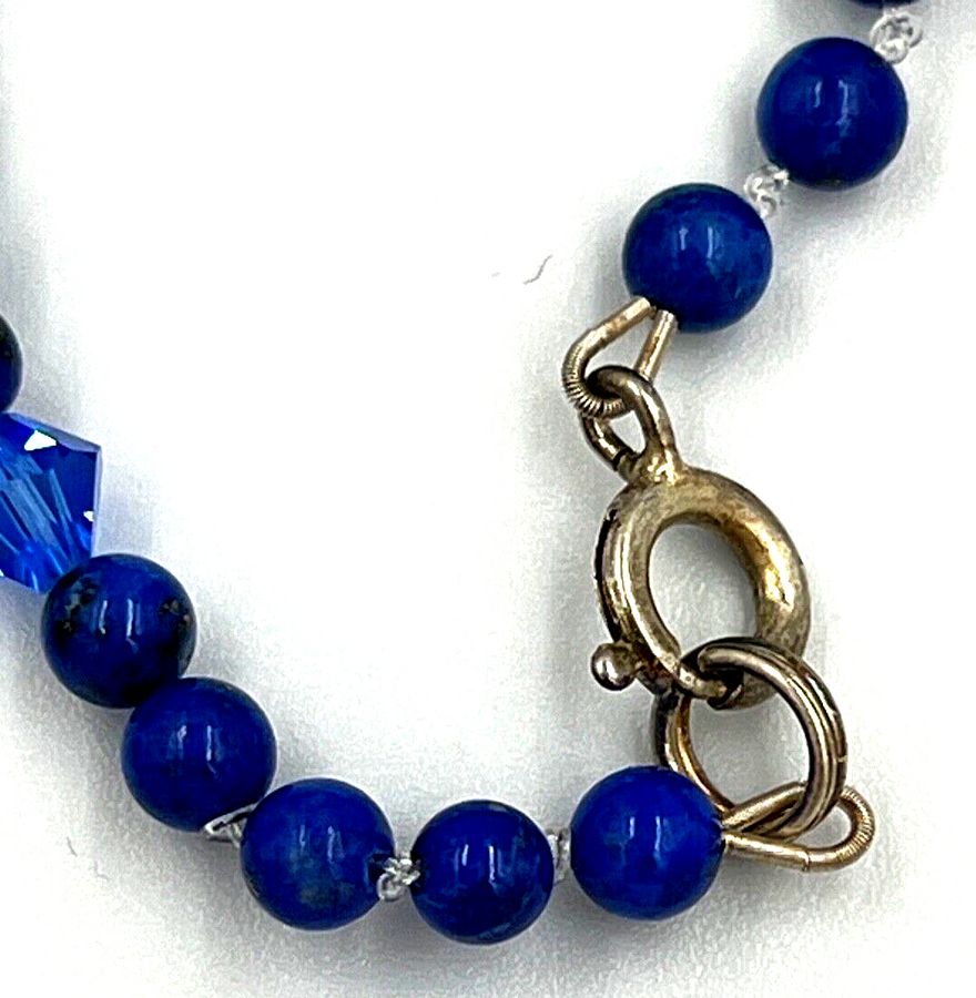 Antique Vintage Natural Lapis Lazuli & Czech Blue Necklace Choker