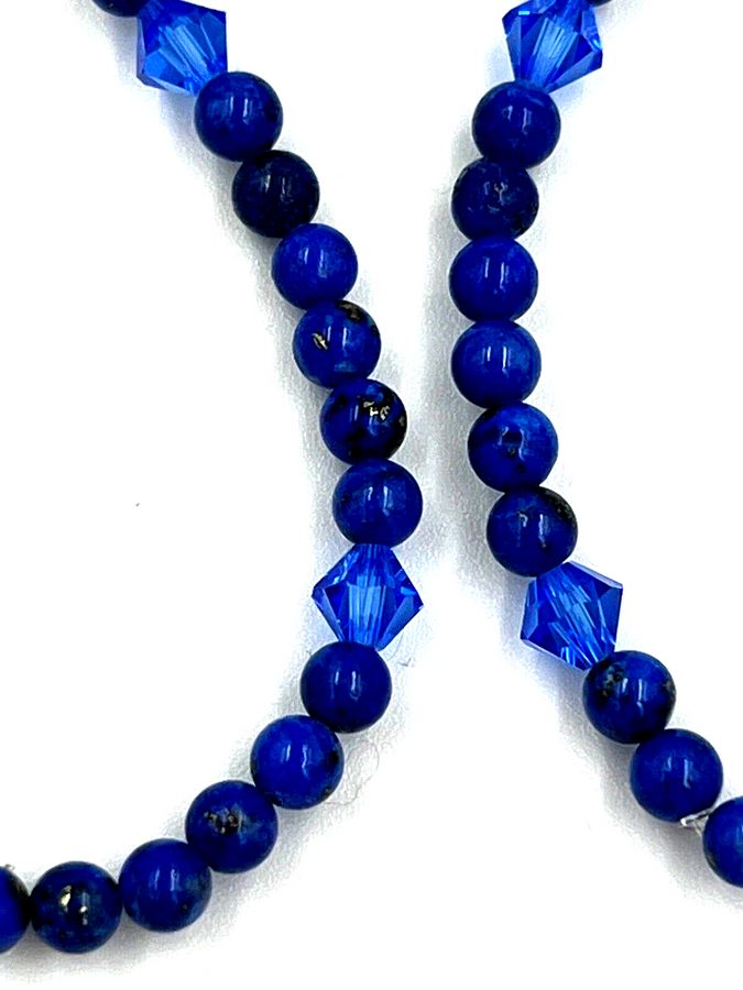 Antique Vintage Natural Lapis Lazuli & Czech Blue Necklace Choker