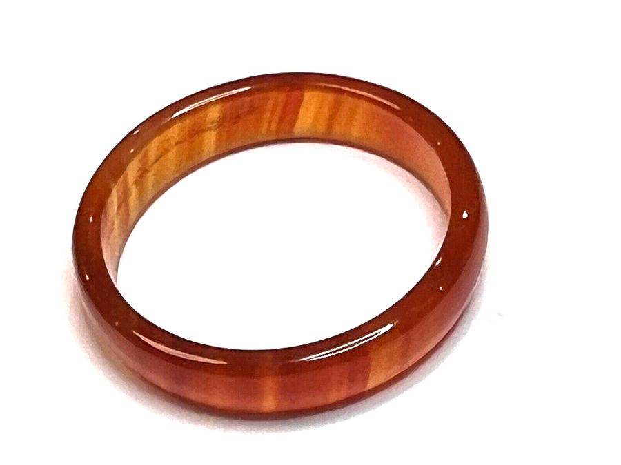 Antique Antique Chinese Orange Jadeite Ring Band Vintage Super Translucent Colour Size 0