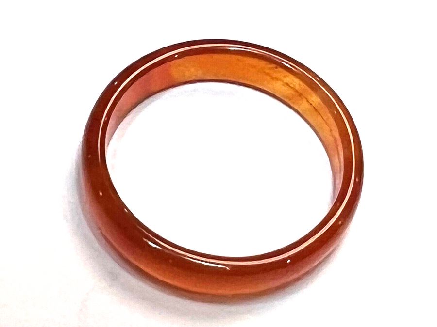 Antique Antique Chinese Orange Jadeite Ring Band Vintage Super Translucent Colour Size 0