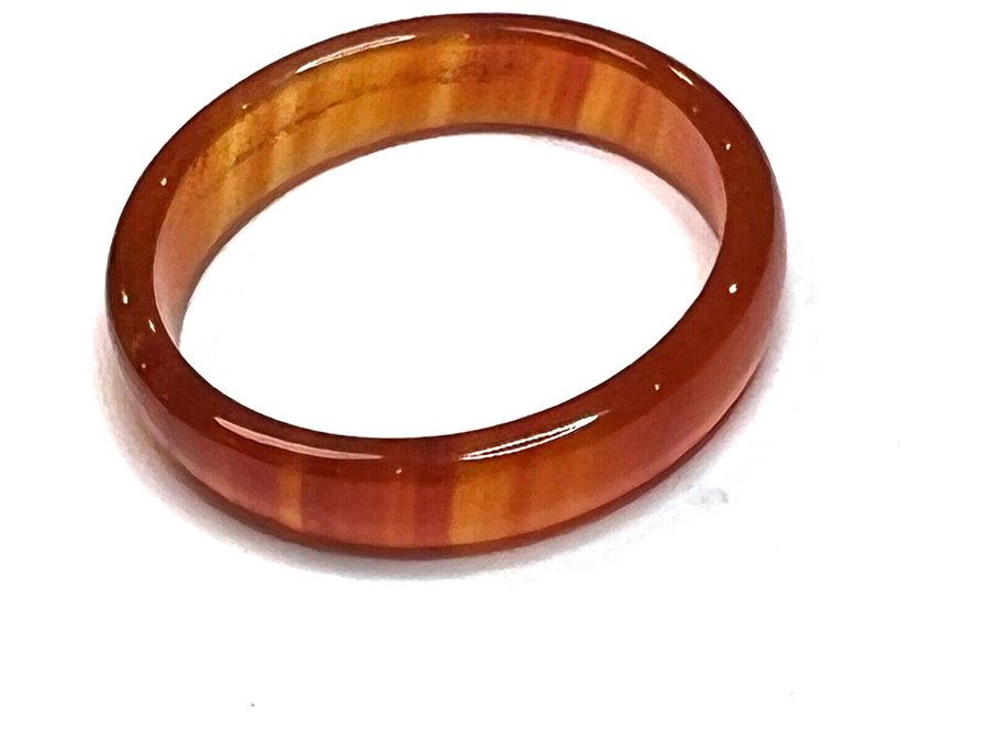 Antique Antique Chinese Orange Jadeite Ring Band Vintage Super Translucent Colour Size 0