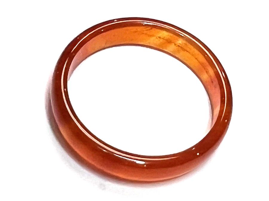 Antique Antique Chinese Orange Jadeite Ring Band Vintage Super Translucent Colour Size 0