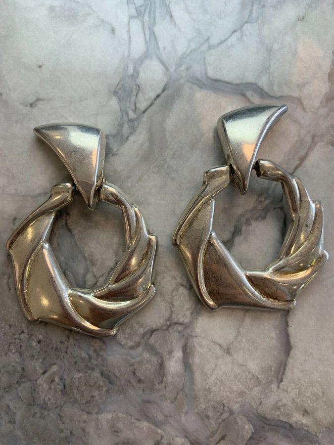 Antique Large Earrings 1980sVintage Clip On