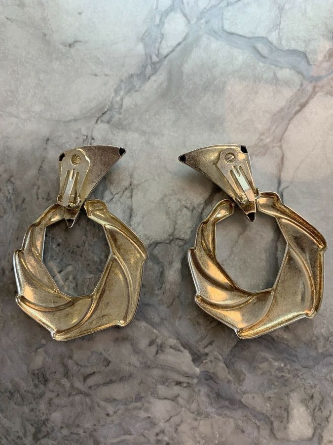 Antique Large Earrings 1980sVintage Clip On