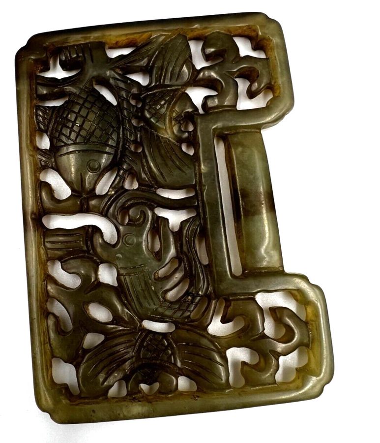 Antique Antique Ex Large Chinese Carved Jade Lock Pendant