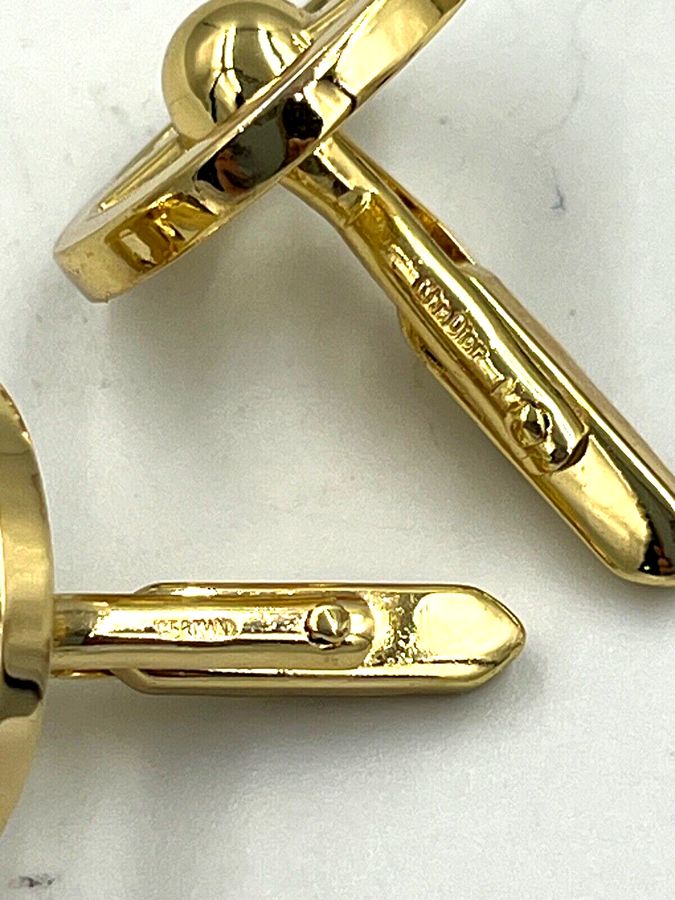 Antique Vintage Christian Dior Cufflinks Hallmarked Large C D Logo