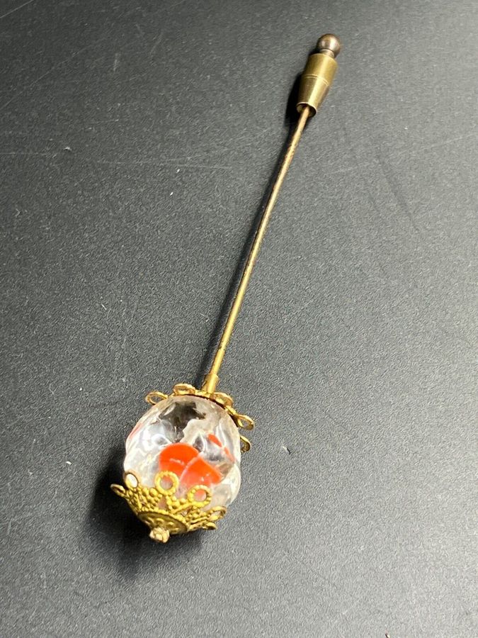 Antique Antique Vintage Czech Glass  Crystal  Hat Pin Circa 1910