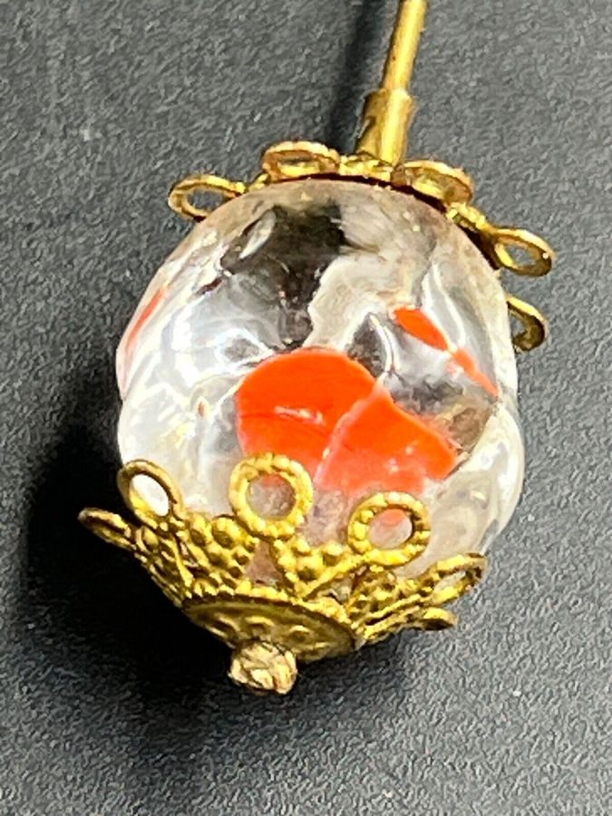 Antique Antique Vintage Czech Glass  Crystal  Hat Pin Circa 1910