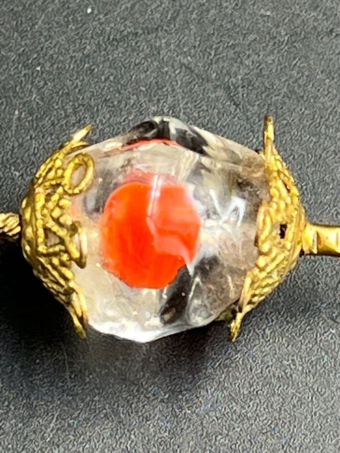 Antique Antique Vintage Czech Glass  Crystal  Hat Pin Circa 1910