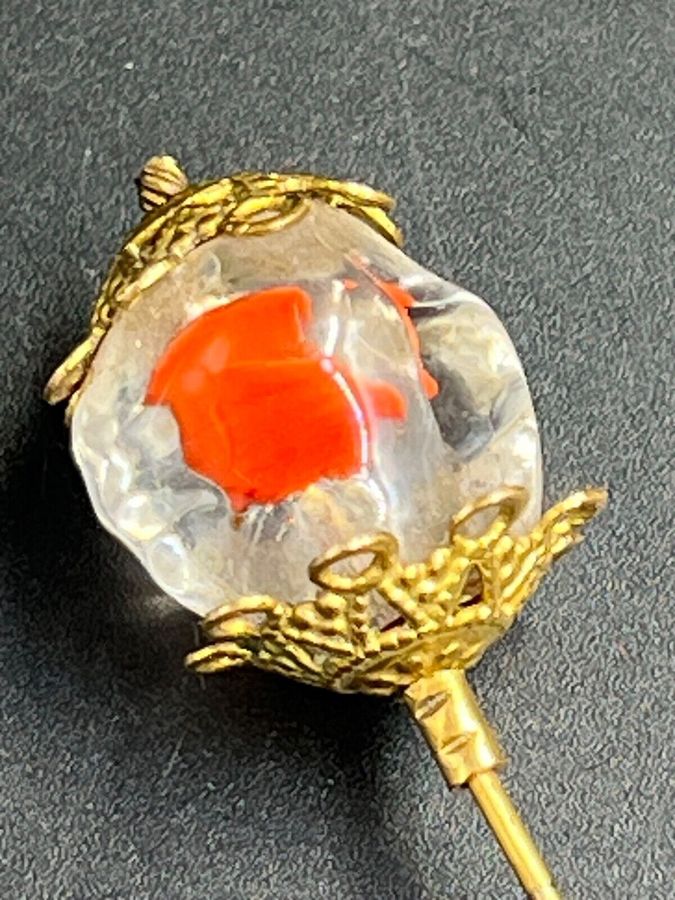 Antique Antique Vintage Czech Glass  Crystal  Hat Pin Circa 1910