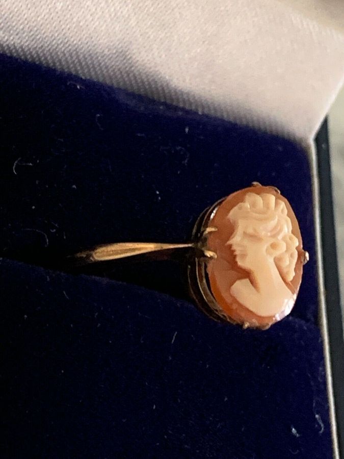 Antique Vintage 9CT Gold Cameo Ring Size O Hallmarked  2.4g