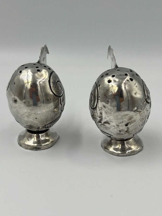 Antique Antique Novelty Silver Pepper Pots Pair Mexican Silver In the form of Vultures