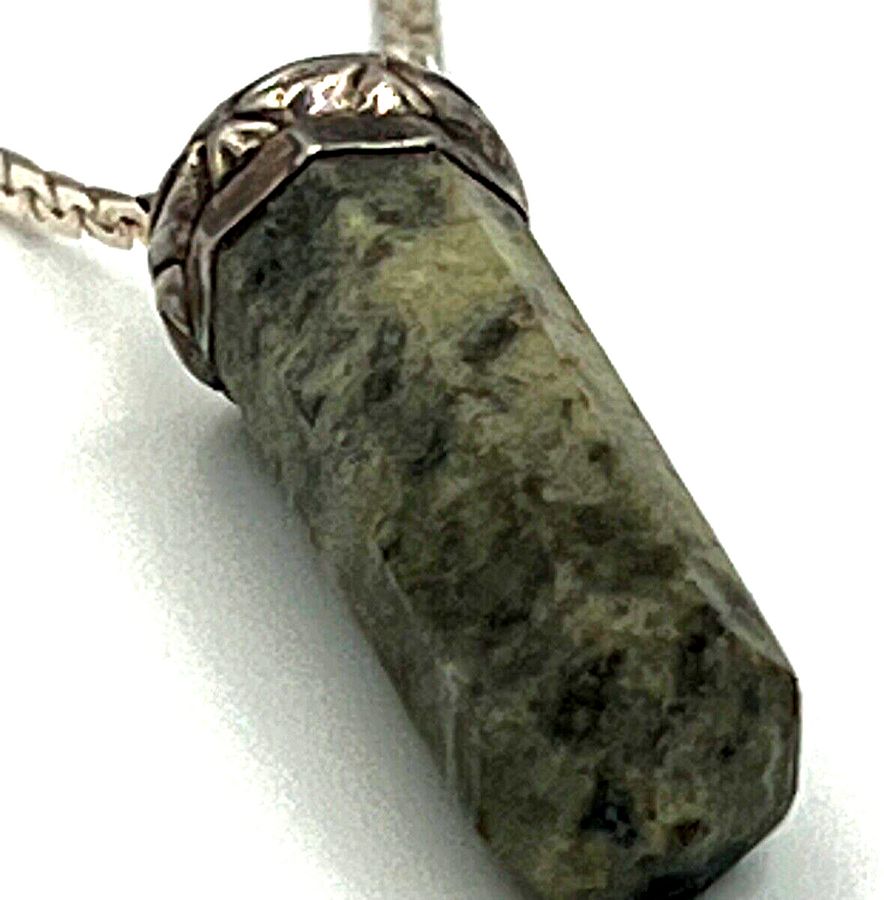 Antique Antique lapis lazuli Carved Pendant on Silver Snake Chain