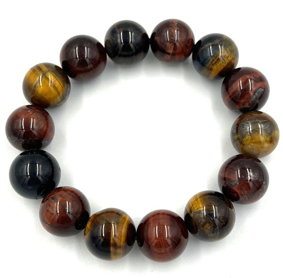 Antique Vintage Tiger's Eye Natural Stone Chunky Bracelet Hand Carved