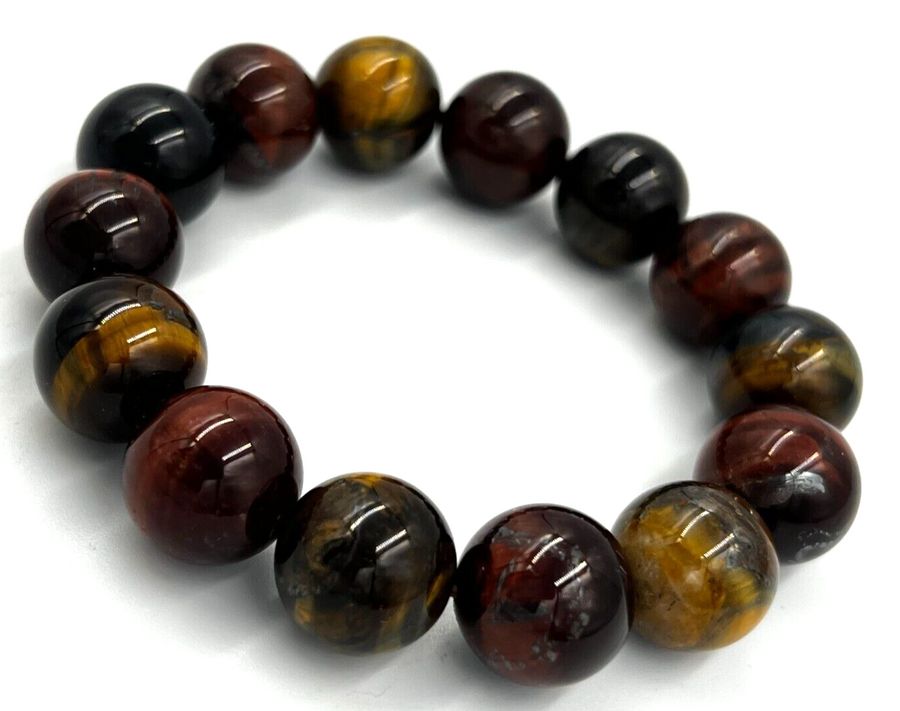 Antique Vintage Tiger's Eye Natural Stone Chunky Bracelet Hand Carved