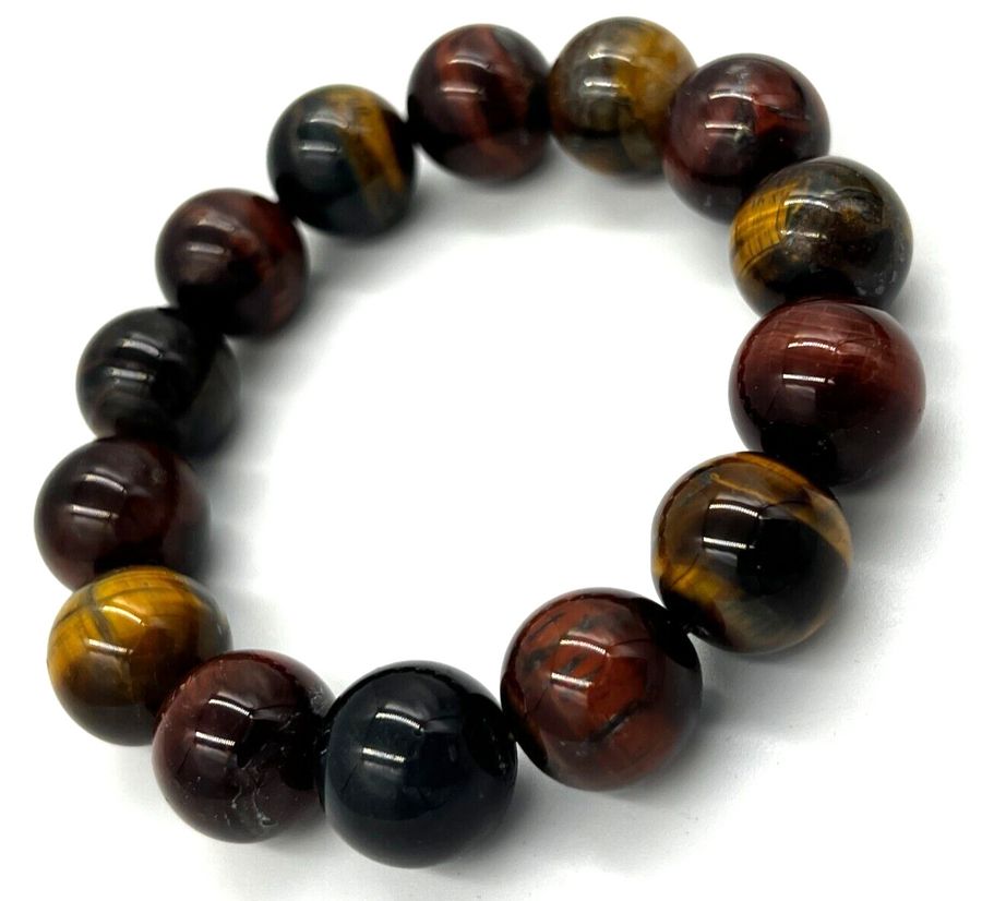 Antique Vintage Tiger's Eye Natural Stone Chunky Bracelet Hand Carved