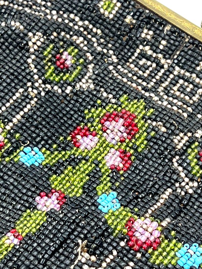 Antique Antique Art Deco Hand Beaded Evening Bag Circa 1920 Czech Beads Flapper