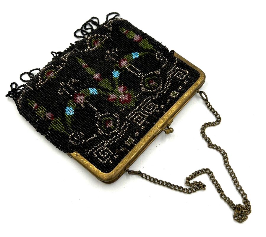 Antique Antique Art Deco Hand Beaded Evening Bag Circa 1920 Czech Beads Flapper