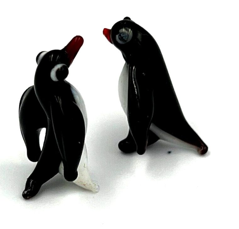 Antique Vintage Murano Venetian Glass Animals Miniature Lampwork  Penguins x 2