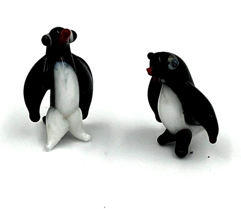 Antique Vintage Murano Venetian Glass Animals Miniature Lampwork  Penguins x 2