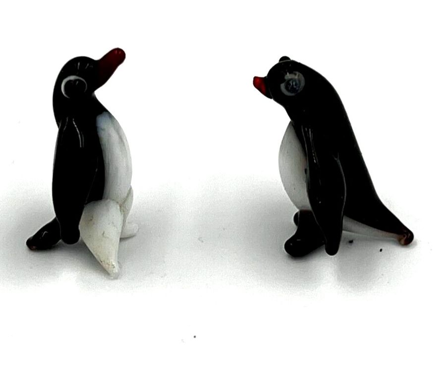 Antique Vintage Murano Venetian Glass Animals Miniature Lampwork  Penguins x 2