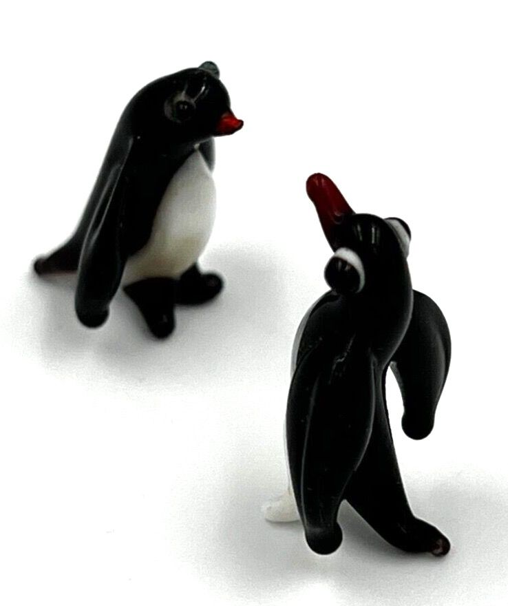 Antique Vintage Murano Venetian Glass Animals Miniature Lampwork  Penguins x 2