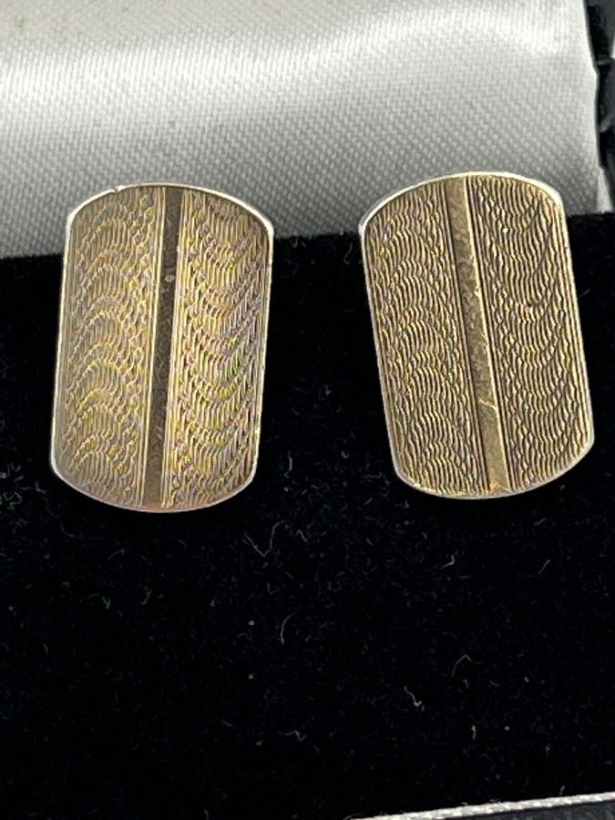 Antique Antique Art Deco Solid Silver Cufflinks 9CT Gold Plated