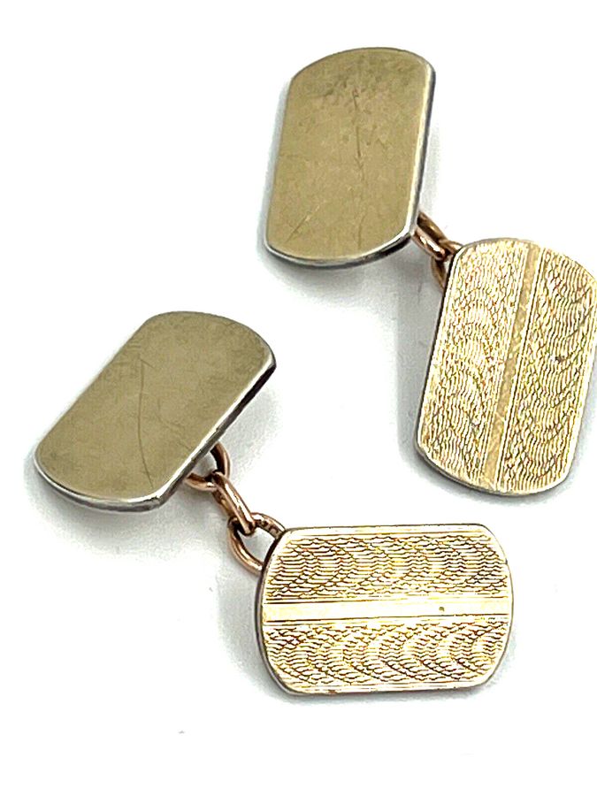 Antique Antique Art Deco Solid Silver Cufflinks 9CT Gold Plated