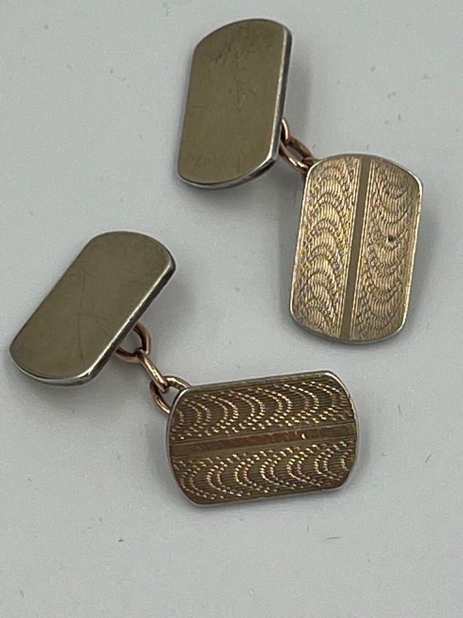 Antique Antique Art Deco Solid Silver Cufflinks 9CT Gold Plated