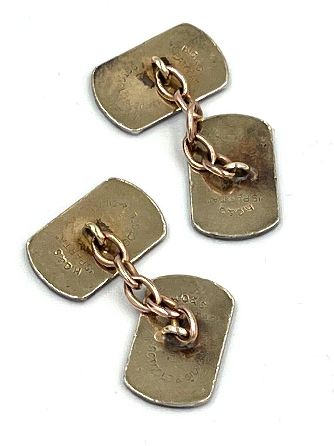 Antique Antique Art Deco Solid Silver Cufflinks 9CT Gold Plated