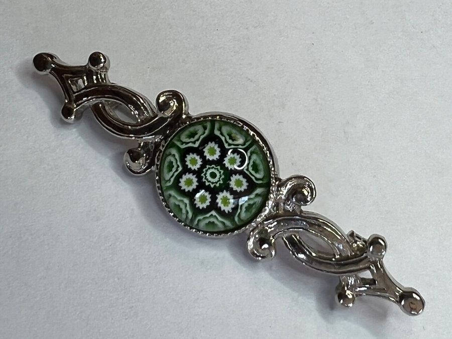 Antique Vintage Art Deco Millefiori Bar Brooch Pin