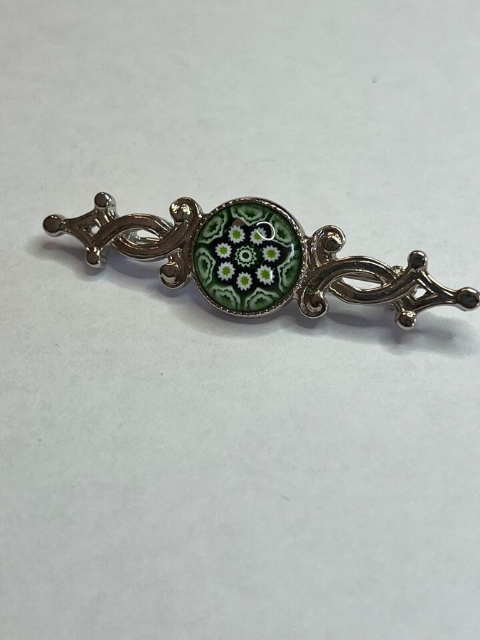 Antique Vintage Art Deco Millefiori Bar Brooch Pin