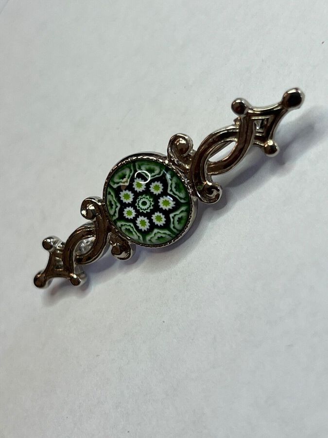 Antique Vintage Art Deco Millefiori Bar Brooch Pin