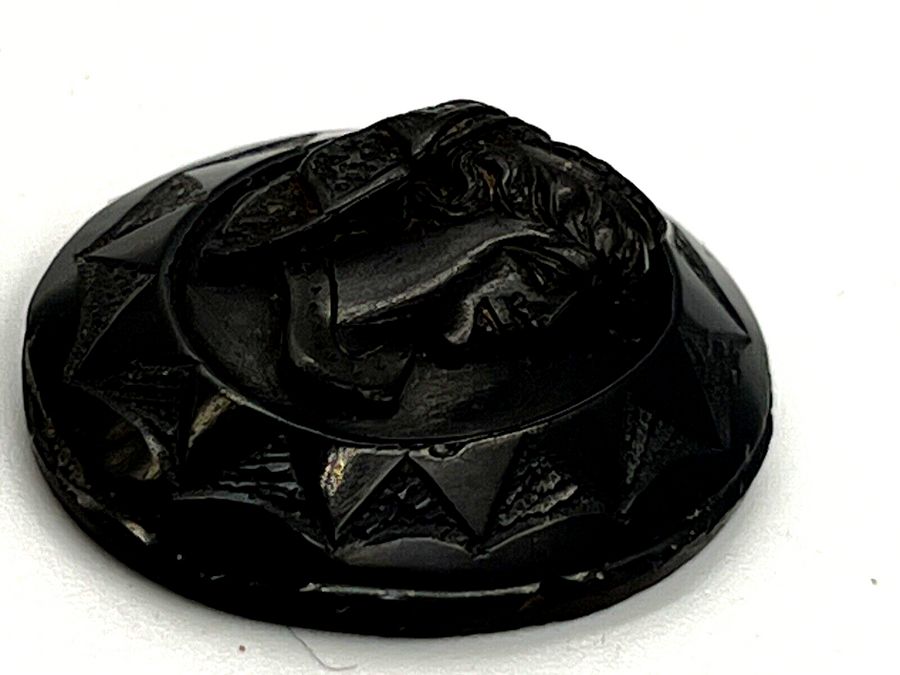 Antique Victorian Whitby Jet Cameo Large Antique High Relief  Hand Carved