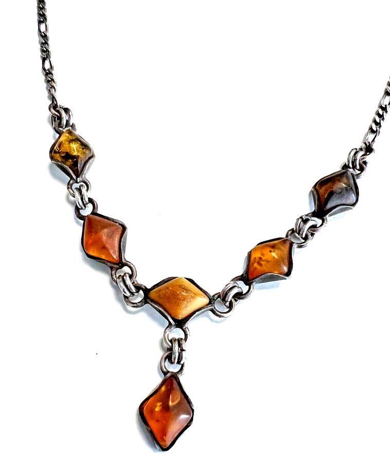 Antique Natural Amber Pendant Solid Silver Mount Hallmarked Art Deco