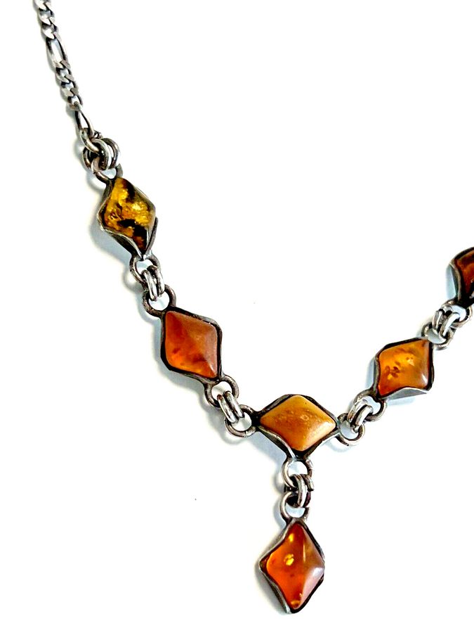 Antique Natural Amber Pendant Solid Silver Mount Hallmarked Art Deco