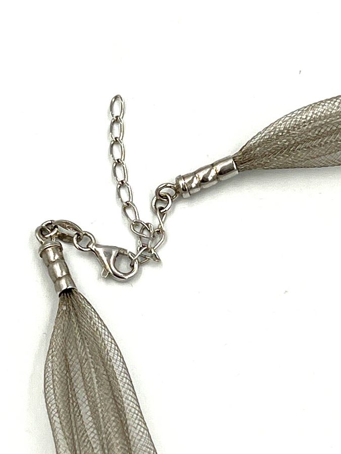 Antique Silver Mesh Necklace Italian & Solid Silver Pendant Hallmarked Adjustable