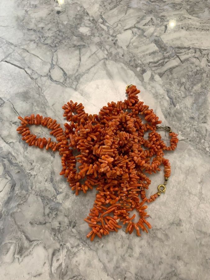 Antique Vintage Coral Italian Necklaces Group of Branch Coral sold together 101 Grams