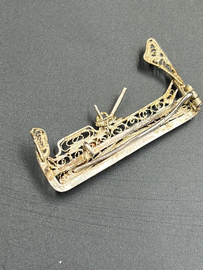 Antique Vintage Silver Venetian Boat Gondola Filigree